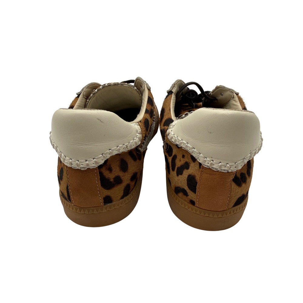 Dolce Vita Leopard Calf Hair Sneakers Whipstitch Gum Sole Womens 10 Brown Black - Picture 7 of 12